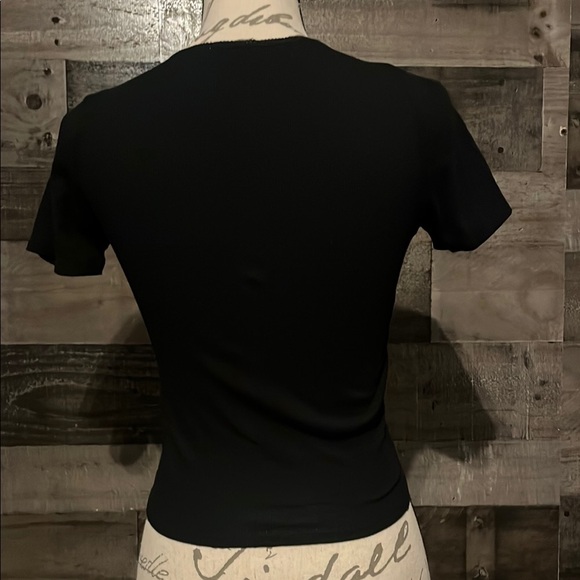 Active USA Button Detail Black Crop Top - Picture 6 of 12